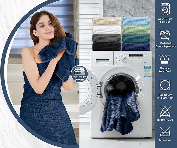 Bath Towel Set 4 Piece Oversized Bath Sheet 35"x70”Extra Large Bath Towel Soft - Image 5