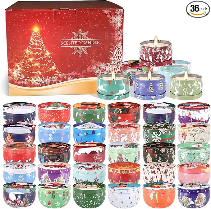 36 Packs Christmas Scented Candles Gift- Aromatherapy Candle-2.5oz Soy Wax-Long by fclayvts