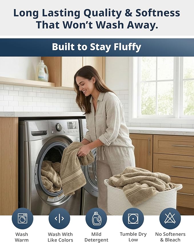 LANE LINEN 100% Cotton Large Bath Towels - Image 8