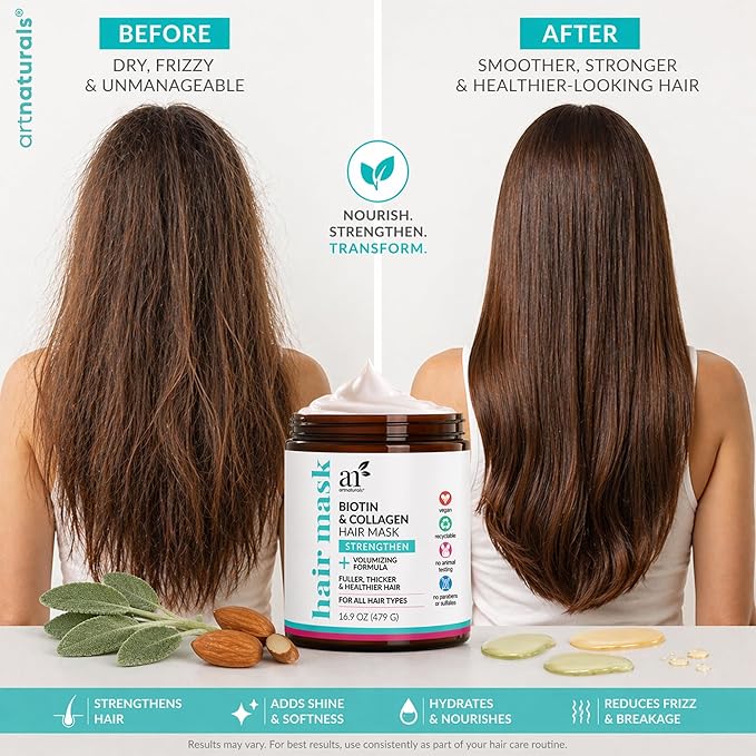 Artnaturals Biotin & Collagen Hair Mask – Strengthening & Volumizing Treatment - Image 5