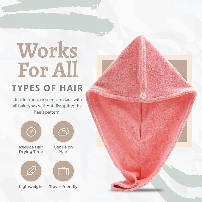 Microfiber Hair Towel Wrap, Hair Turban Towel Super Absorbent Twist Turban Dry - Image 3