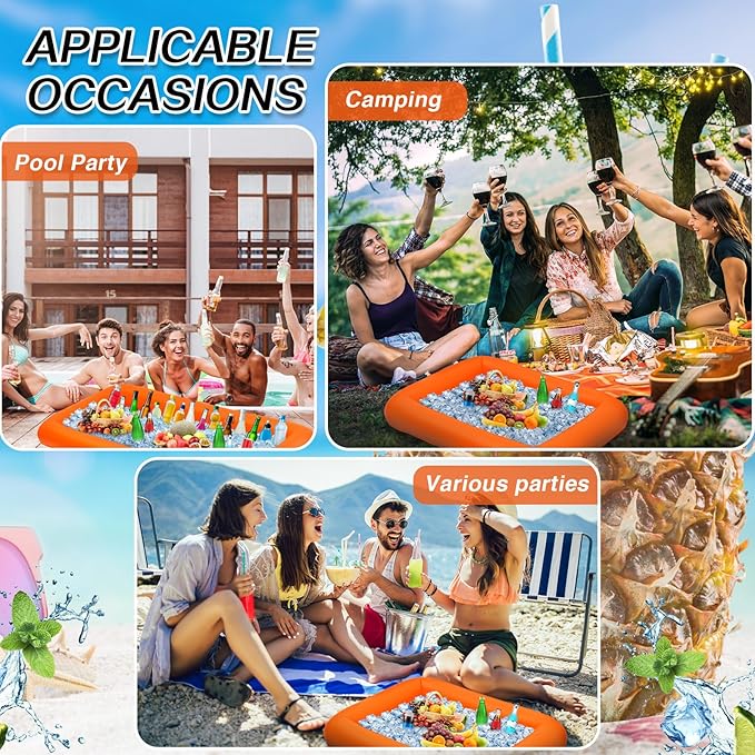 Leitee 4 Pcs Inflatable Ice Serving Bars Buffet Serving Tray Drink Cooler - Image 4