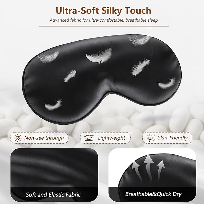 Sleep Mask Silk Eye Mask for Men Sleeping Mask, Adjustable Elastic Strap for - Image 4