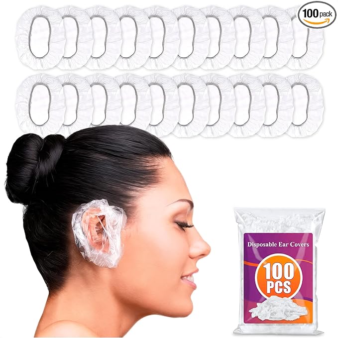 100 Pcs Ear Cover for Shower – Disposable Ear Covers for Hair Dryer – Easy to by KETAR