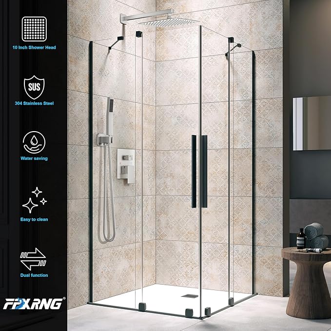 FPXRNG Shower Faucet Set Bathroom Square Rain Shower Head and Handle Set - Image 5