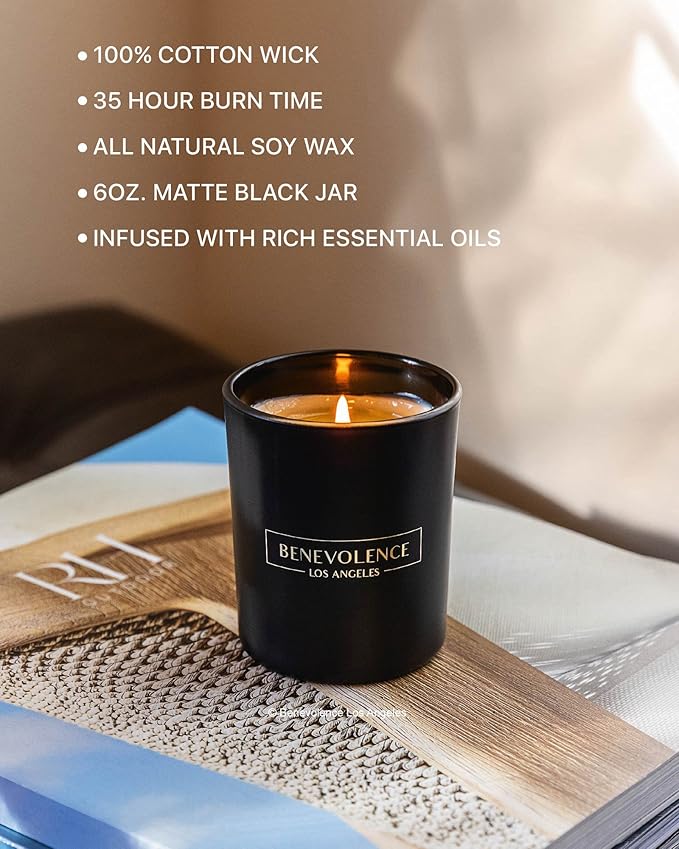 Benevolence LA Clearance Candle Rose & Sandalwood Christmas Scented Candles | - Image 4