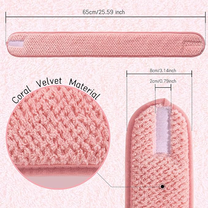 Whaline 4 Pack Spa Facial Headband Makeup Hair Wrap Adjustable Hair Band Soft - Image 2