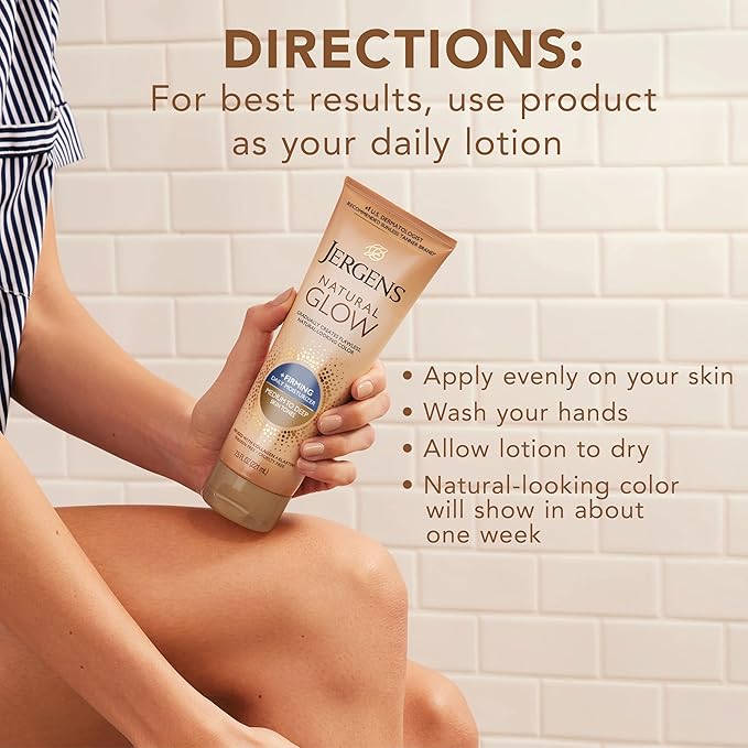 Jergens Natural Glow +Firming Self Tanner Body Lotion, Medium to Deep Skin Tone - Image 9