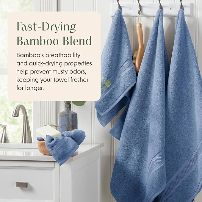 Springtree Home Luxury Bamboo Rayon Bath Towel Set 6 Piece Set | 35% Bamboo - Image 4