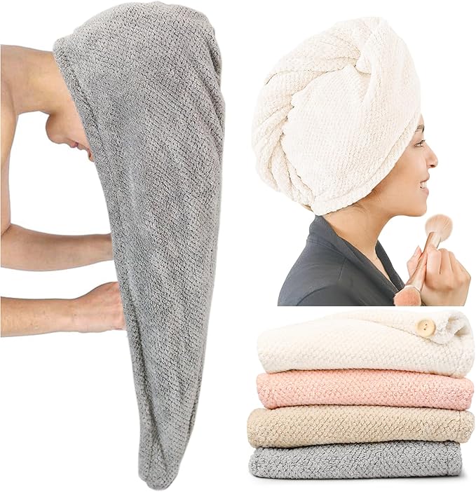 ROLSHOL Extra Large 4 Pack Microfiber Hair Towel Wrap by ROLSHOL