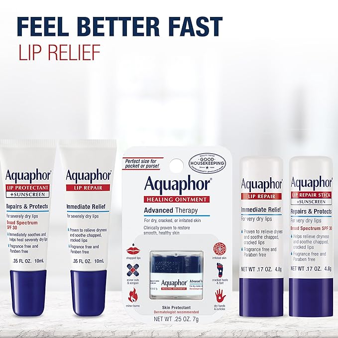 Aquaphor Lip Balm, Lip Repair, SPF 30 | Lip Protectant | 0.35 Oz Tube | Pack of - Image 12