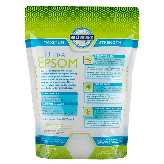 SaltWorks Ultra Epsom Premium Bath Salt, Medium Grain, 2 Pound Bag - Image 2