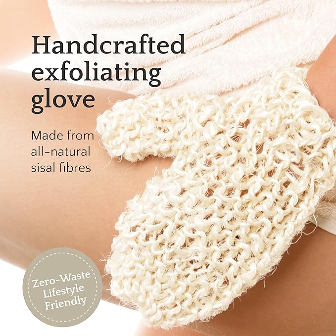 Sisal Body Exfoliator Glove 9", Natural Shower Mitt - Image 2