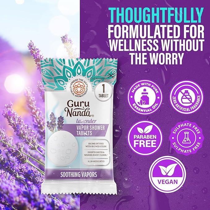 GuruNanda Lavender Vapor Shower Tablets, Clean-Dissolving Aromatherapy Shower - Image 8
