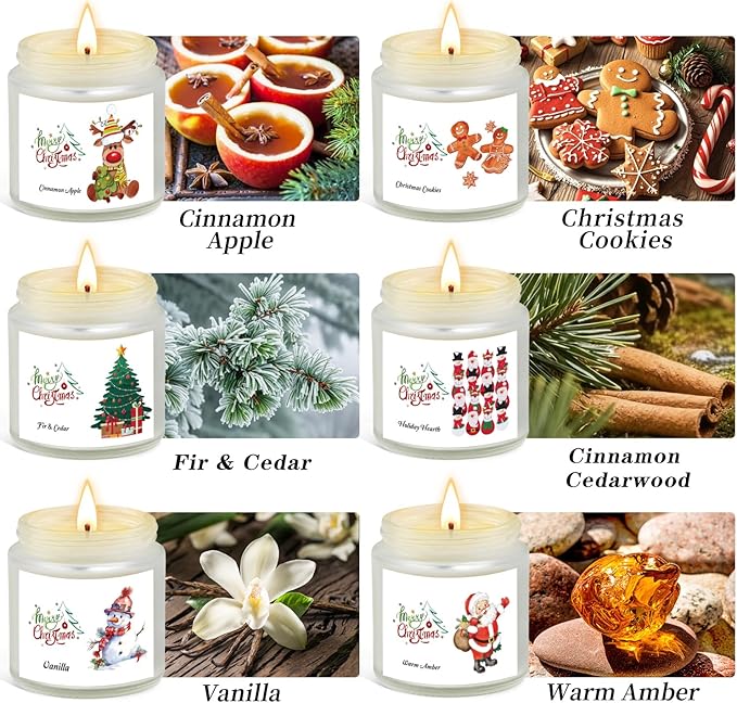 Christmas Scented Candles for Home, 6 Pack Soy Set, 21 oz Jar, Perfect Gifts - Image 3