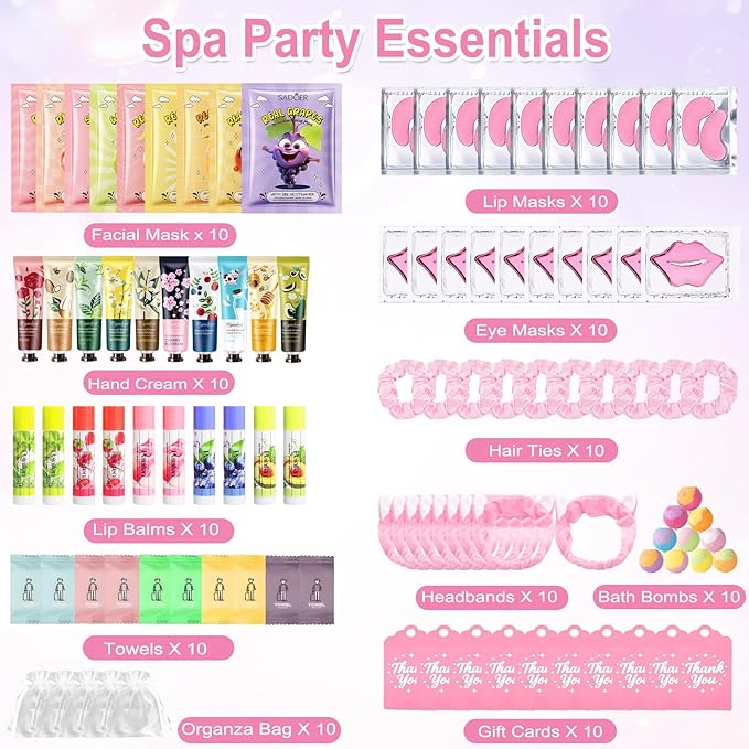 110PCS Spa Party Supplies for Girls, Daughter Spa Party Favors Include Face - Image 3