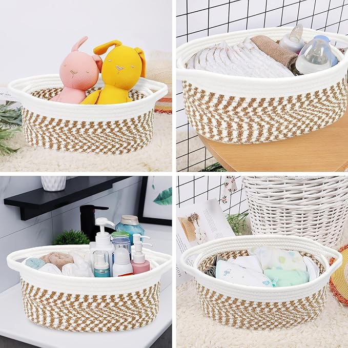 ABenkle Small Basket, Rope Room Shelf Storage Basket, Cat Dog Toys Basket Chest - Image 6
