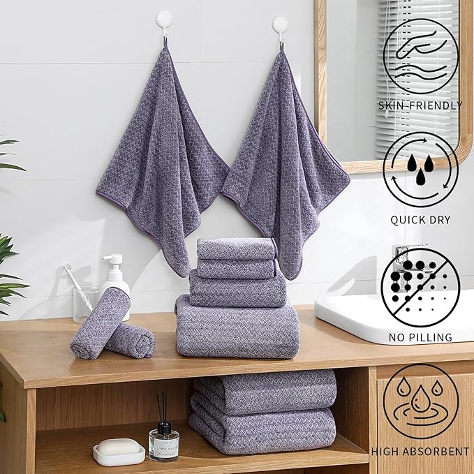 Ultra Soft Bath Towel Set, 12 Piece Family Bathroom Towels Set - Image 3