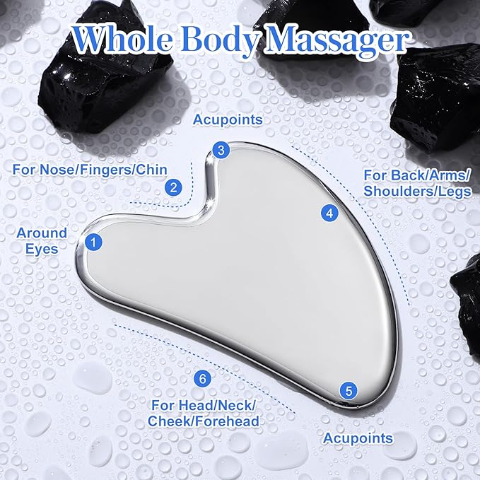 rosenice Gua Sha Facial Tools Guasha Tool Gua Sha Jade Stone - Image 2