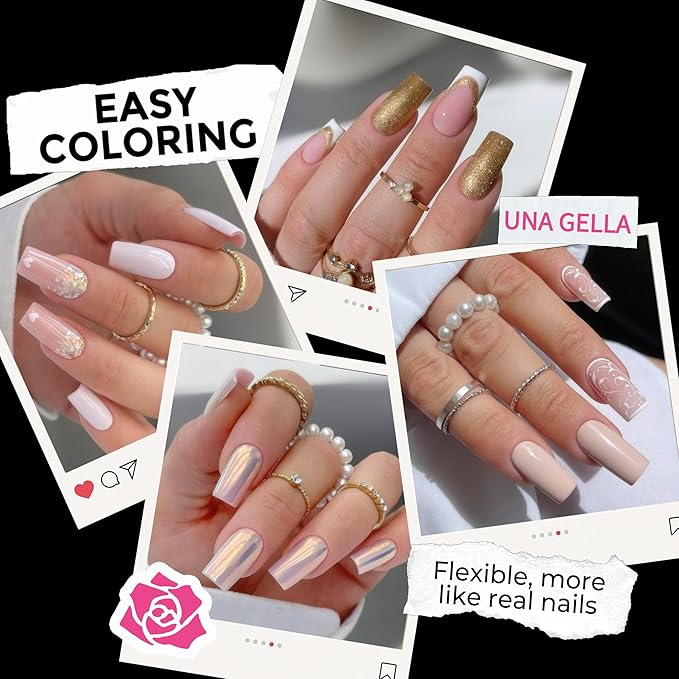 UNA GELLA Medium Square Nail Tips: 216pcs Square Press on Nails Pre-shape Clear - Image 3