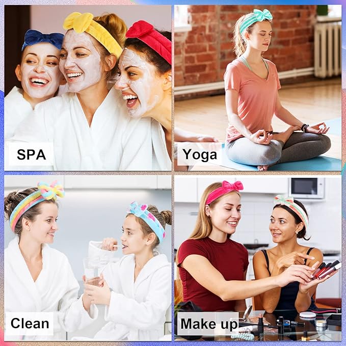 Jutom 74 Pcs Spa Headband Set 37 Styles Coral Fleece Terry Cloth Facial Hair - Image 6