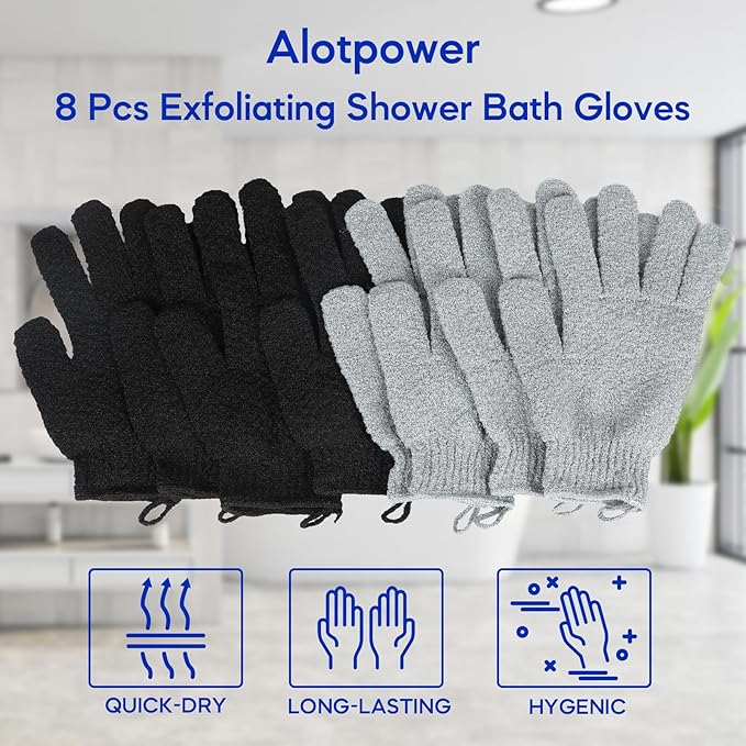 Exfoliating Gloves for Big Hands 8Pack- Lengthened and Large Double-Sided - Image 6