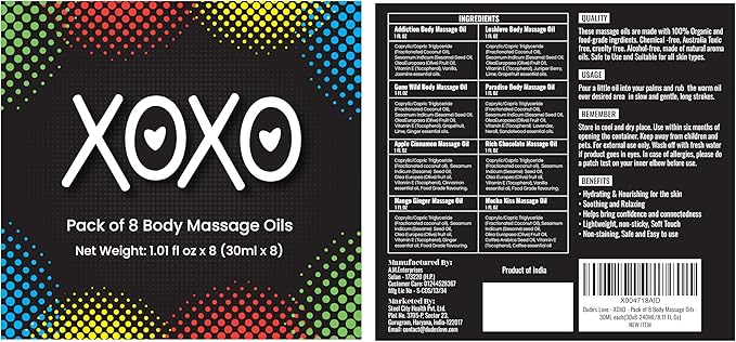 XOXO - 8 Piece Flavoured Body Massage Oils Set - Natural Pleasant Aroma - Image 6