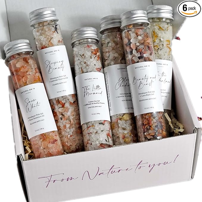 Handmade Bath Salt Gift Set 6 Pack, All Natural, Scented by NATURALAMORLOSANGELES