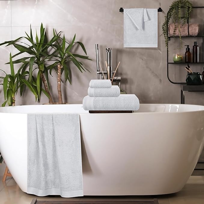 Ultra Soft 6 Pack Cotton Towel Set, Contains 2 Bath Towels 28x55 inch, 2 Hand - Image 5