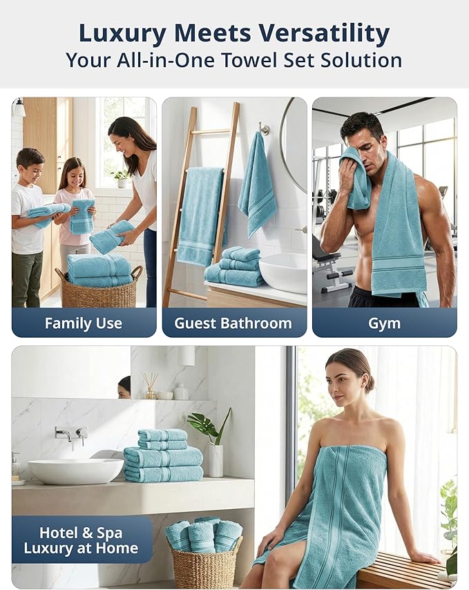 LANE LINEN Luxury Towel Set for Bathroom – 12-Pack 100% Cotton Towels, Zero - Image 7