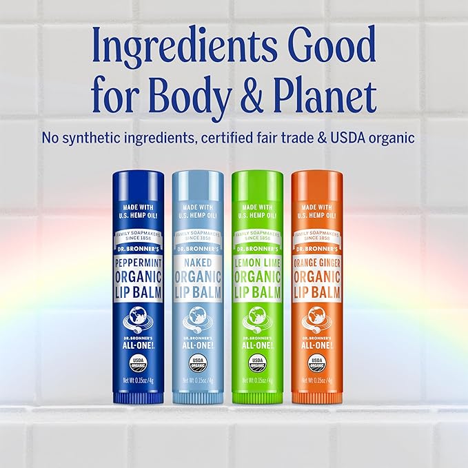 Dr. Bronner’s Organic Lip Balm 6-Pack Natural, Moisturizinging, Petroleum-Free - Image 7