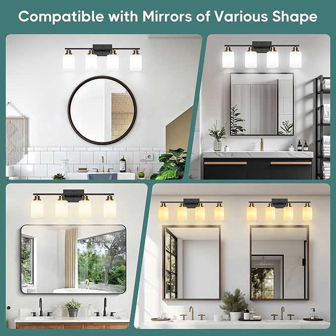 Ascher Bathroom Light Fixtures, 4-Light Vanity Light Over Mirror, Wall Lamp - Image 9