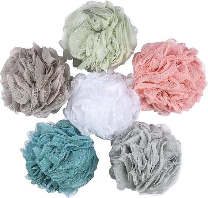 BTYMS 6 Pcs Shower Pouf 60g Bath Loofah Shower Sponge Loofahs Exfoliating Mesh by BTYMS