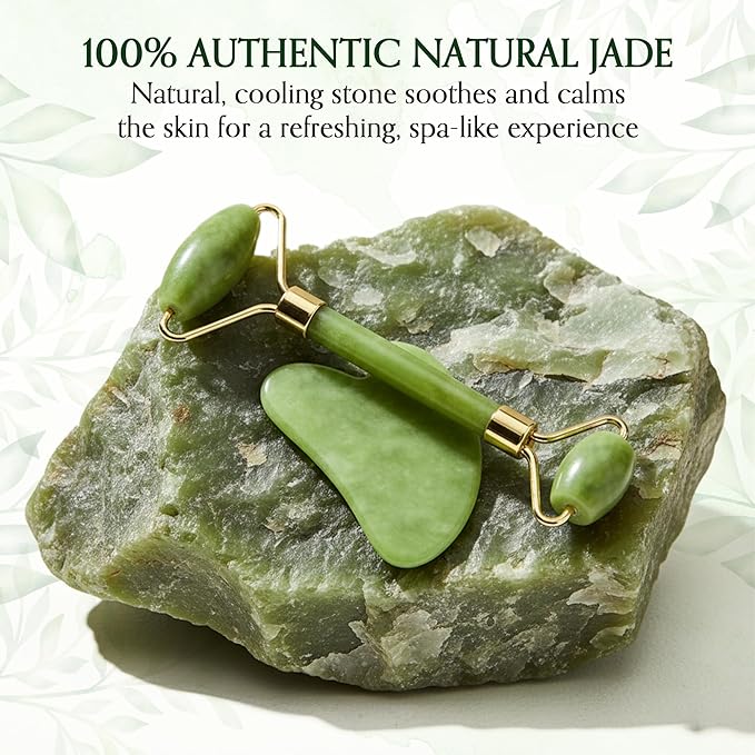 Jade Roller and Gua Sha Set for Face & Body – 4-Piece Authentic Jade Facial - Image 9