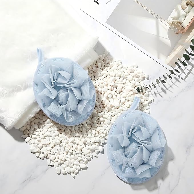 Boao 3 Pcs Bath Shower Pouf Sponge Mesh Pouf Shower Ball Exfoliating Body - Image 3