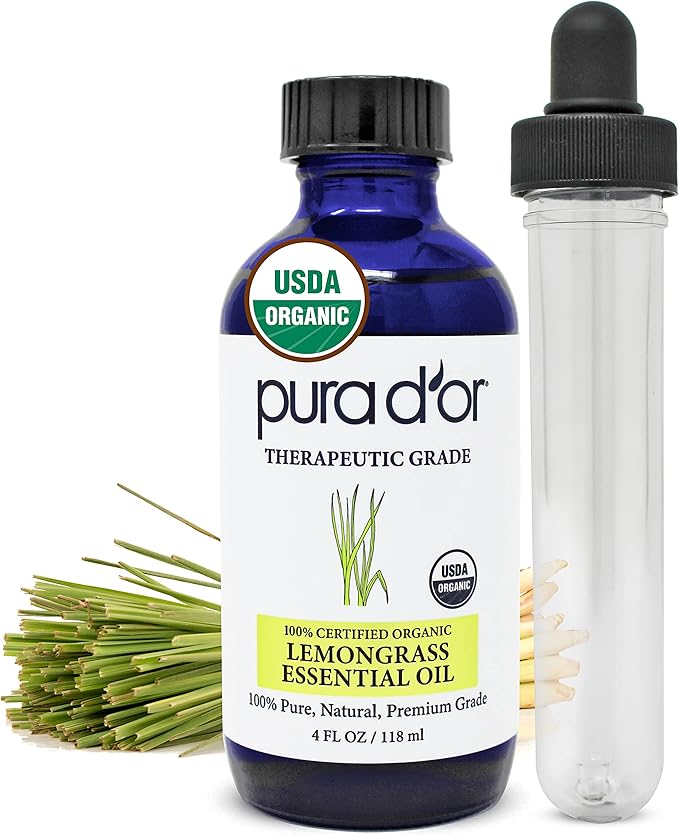 PURA D'OR Organic Lemongrass Essential Oil, Therapeutic Grade, by PURADOR
