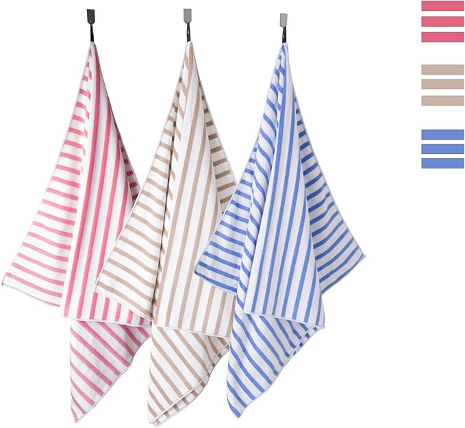 JML Microfiber Beach Towels Cabana Stripe, 2 Pack, Quick Drying Bath Towel Set - Image 4