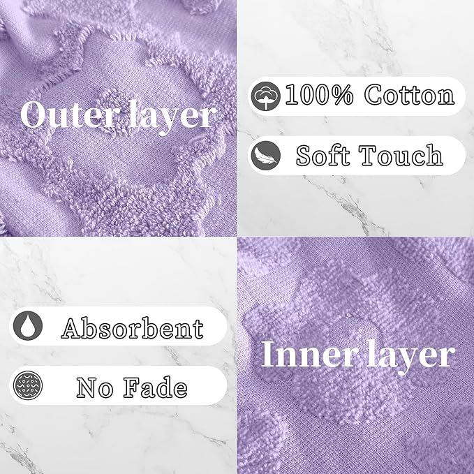 VOOVA & MOVAS 6-Pack Shower Wash Cloth, 100% Cotton Soft Absorbent Bath Mitts - Image 2