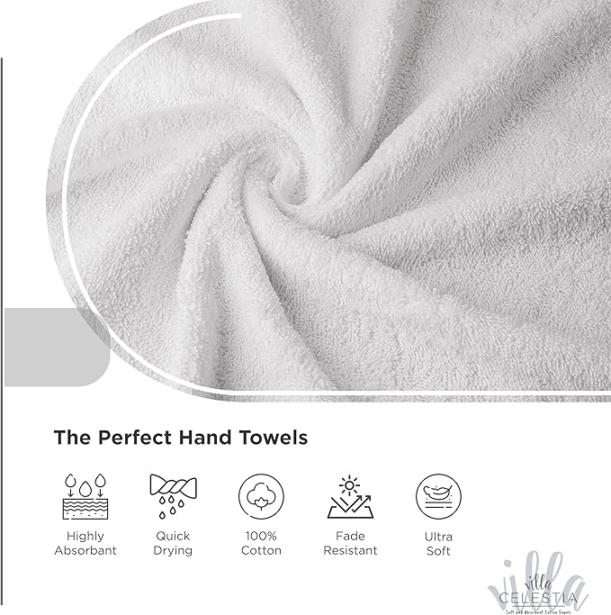 100% Cotton Hand Towel Set of 2, Sustainable, Highly Absorbent, Quick Drying - Image 3