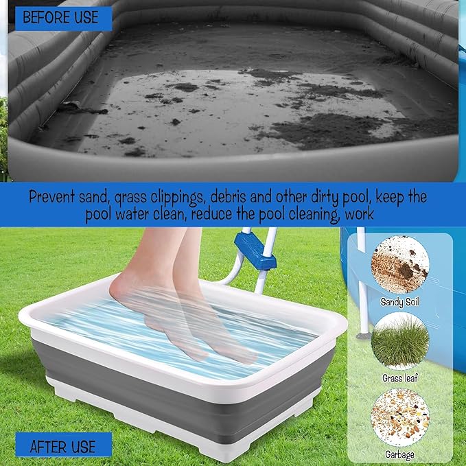 Pool Foot Bath Tray for Swimming Pool, Non- Slip Collapsible Foot Bath for Pool - Image 3