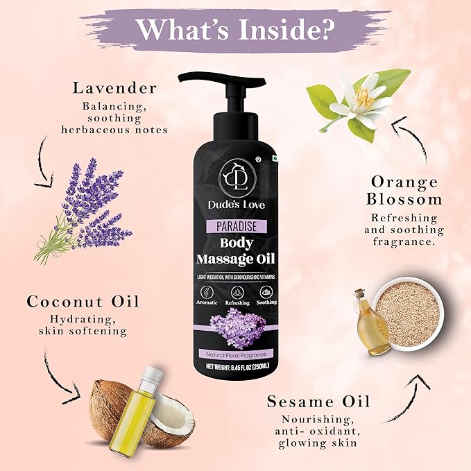 Organic - Lavender Floral Edible Full Body Massage Oil - Relaxing, Calming | No - Image 3