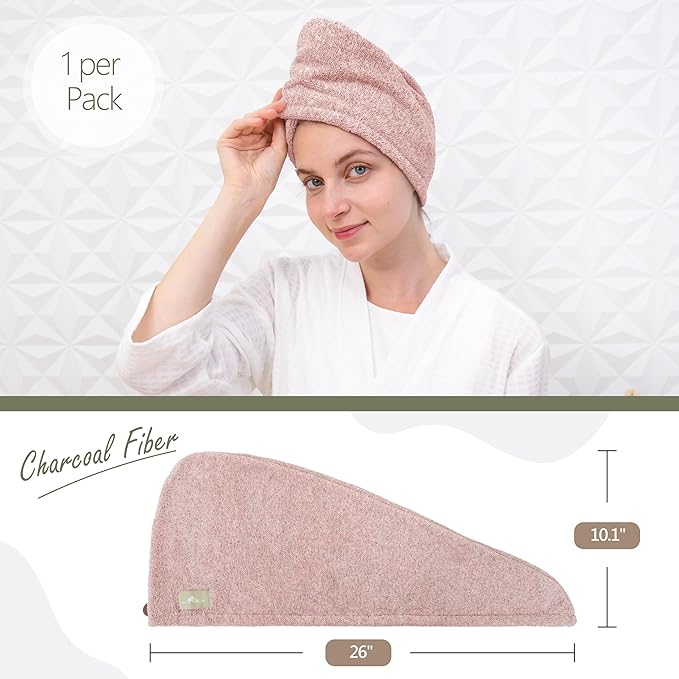 myHomeBody Hair Towel Wrap, Luxury Quick Drying Turban, Ultra Soft Absorbent - Image 3