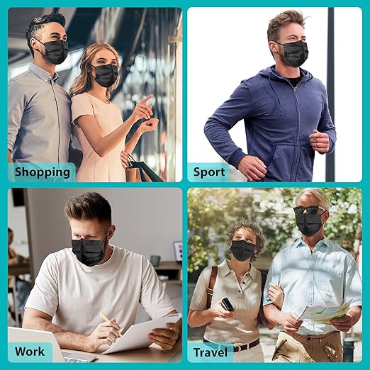 ZTANPS 50PCS Disposable Face Masks, 3 Layer Protection Black Disposable Face - Image 5