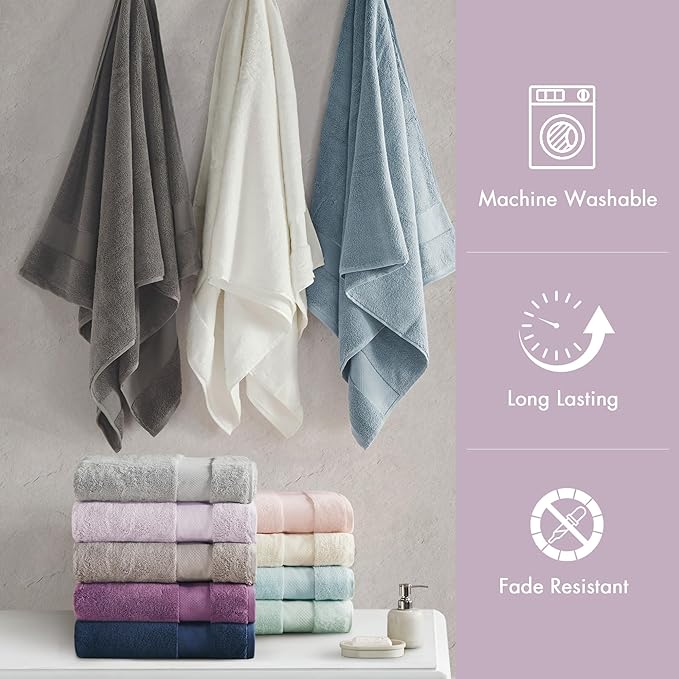 Madison Park Turkish 100% Cotton Towel Set, 600Gsm Luxury Premium Weight - Image 6