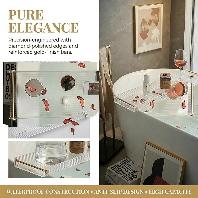 Bathtub Caddy Tray for Luxury Bathroom Bath tub Table Caddy Tray Shelf for - Image 4