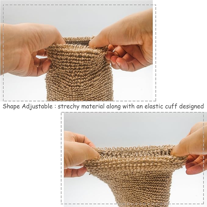 Natural Exfoliating Hemp Bath Mitt Shower Gloves Loofah Washcloth Sponge - Image 4