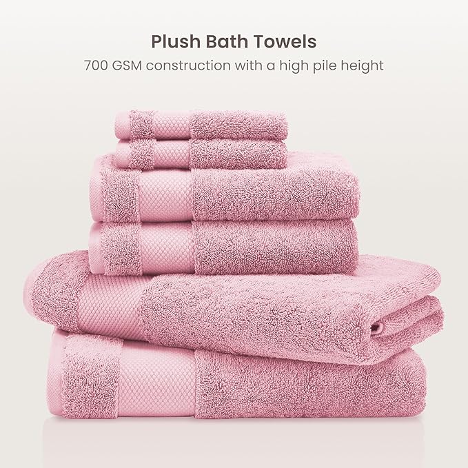 BIOWEAVES 100% Organic Cotton Bath Towel Set | 700 GSM Plush 6-Piece Premium - Image 2