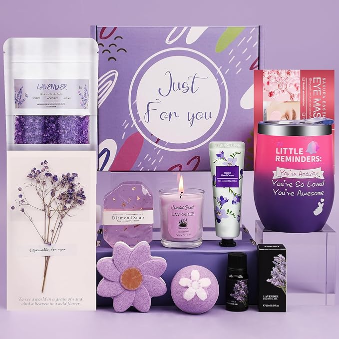 Birthday Gifts for Women, Spa Gifts Baskets for Women, Relaxation Self Care Kit by GiftsBasketforWomen