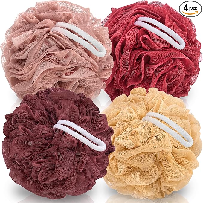 MTDLYICE Loofah Sponge XXL-100g 4 Pack, Bath Sponge Soft Mesh Shower Puff Loofah by MTDLYICE
