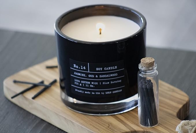 Lulu Candles | Jasmine, Oud & Sandalwood | Luxury Scented Soy Jar Candle | Hand - Image 2